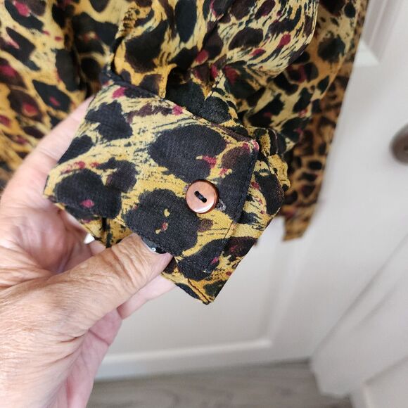 The Avenue Womens sz 26/28 Blouse Animal Print Button Front Leopard Cheetah Vtg - Picture 8 of 15